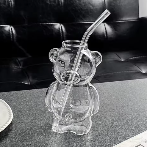 Cute Bear Coffee Mug With Straw