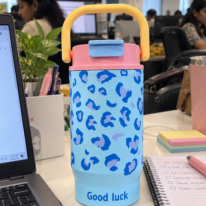 Blue Leopard Print Water Bottle 700L