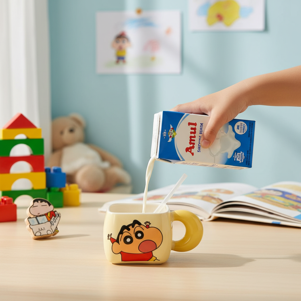 Shinchan Mug with Straw