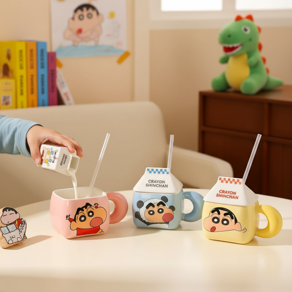 Shinchan Mug with Straw
