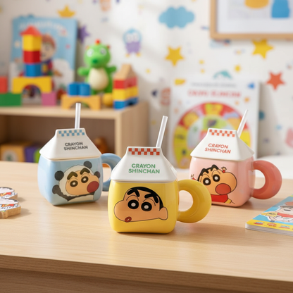 Shinchan Mug with Straw