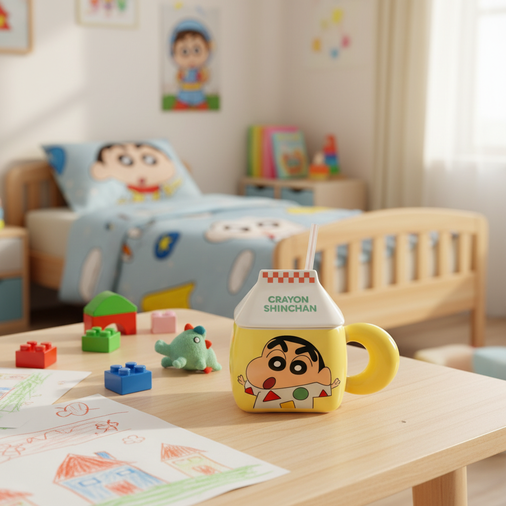 Shinchan Mug with Straw