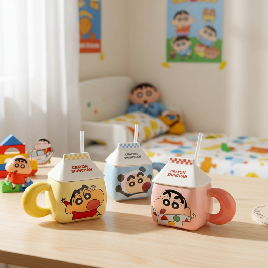 Shinchan Mug with Straw