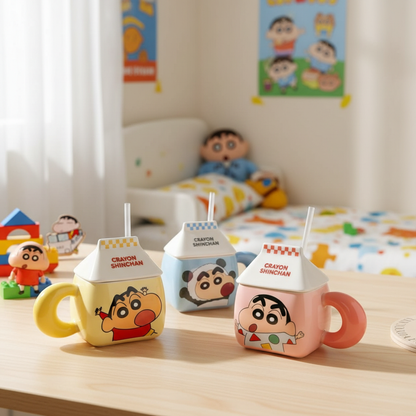Shinchan Mug with Straw