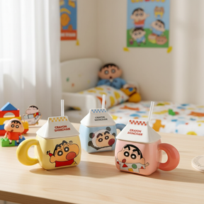 Shinchan Mug with Straw