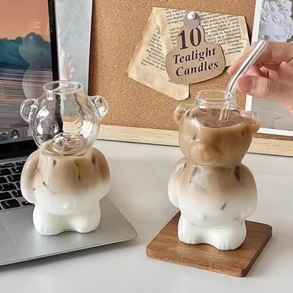 Cute Bear Coffee Mug With Straw