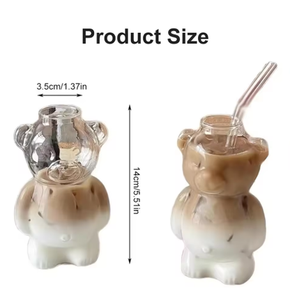 Cute Bear Coffee Mug With Straw