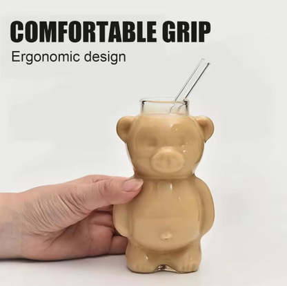 Cute Bear Coffee Mug With Straw